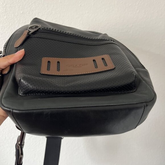Coach Men's Punched Leather Convertible Backpack Black - Used Trek Terrain - Picture 5 of 13